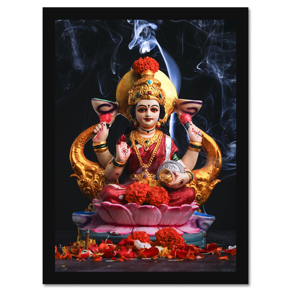 Vastu Shubharambh-  Lakshmi Mata Poster Wall Frame for Wall Decoration Pooja Home and Vastu remedy