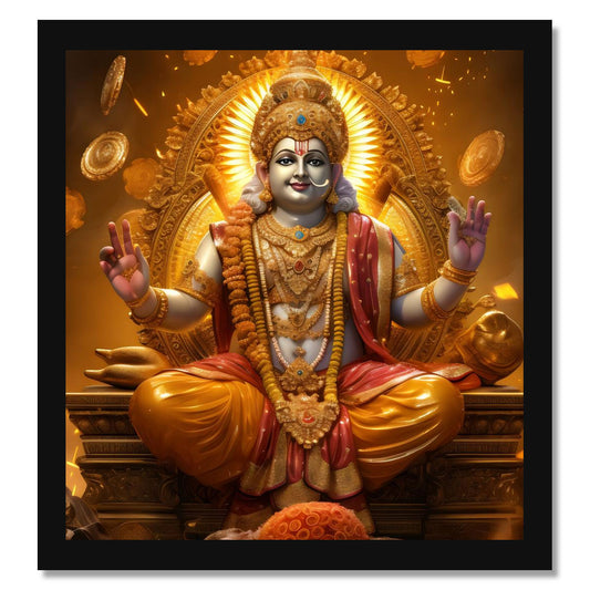 Vastu Shubharambh- Lord Kuber Maharaj Poster Wall Frame for Wall Decoration Pooja Home and Vastu remedy