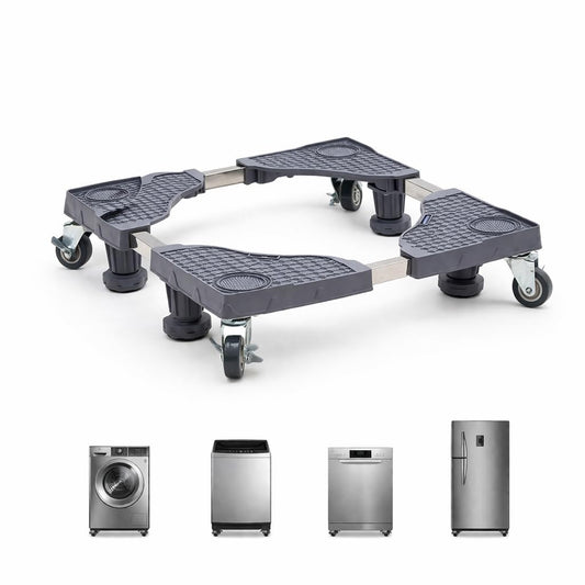 DecorTwist Washing Machine Stand with Wheels | Adjustable Fridge Stand Double Door | Anti Vibration Trolley for 6kg 7kg 8kg 10kg Machines | Heavy Duty Movable Cooler Stand | Lockable Wheels