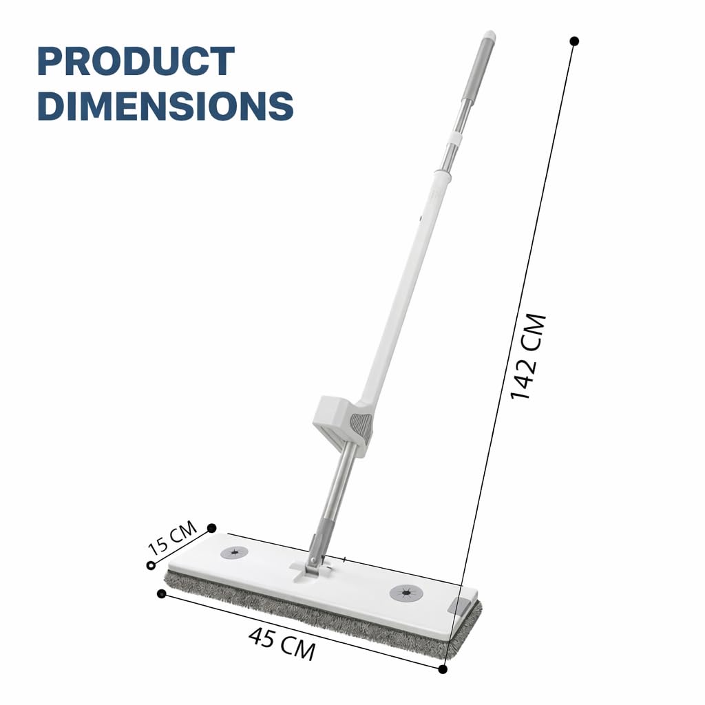 18-Inch Telescopic Floor Cleaning | Heavy-Duty Extendable Rod | Cotton Mop Head for Home, Office & Hospitals (Slider Squeeze Mop)