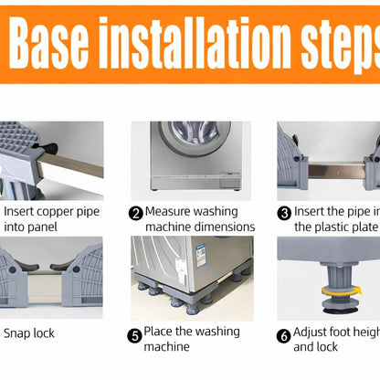 DecorTwist Washing Machine Stand with Wheels | Adjustable Fridge Stand Double Door | Anti Vibration Trolley for 6kg 7kg 8kg 10kg Machines | Heavy Duty Movable Cooler Stand | Lockable Wheels