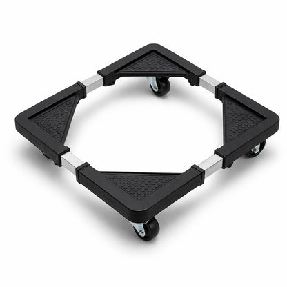 DecorTwist Washing Machine Stand with Wheels | Adjustable Fridge Stand Double Door | Anti Vibration Trolley for 6kg 7kg 8kg Machines | Heavy Duty Movable Cooler Stand | Lockable Wheels | (Black)
