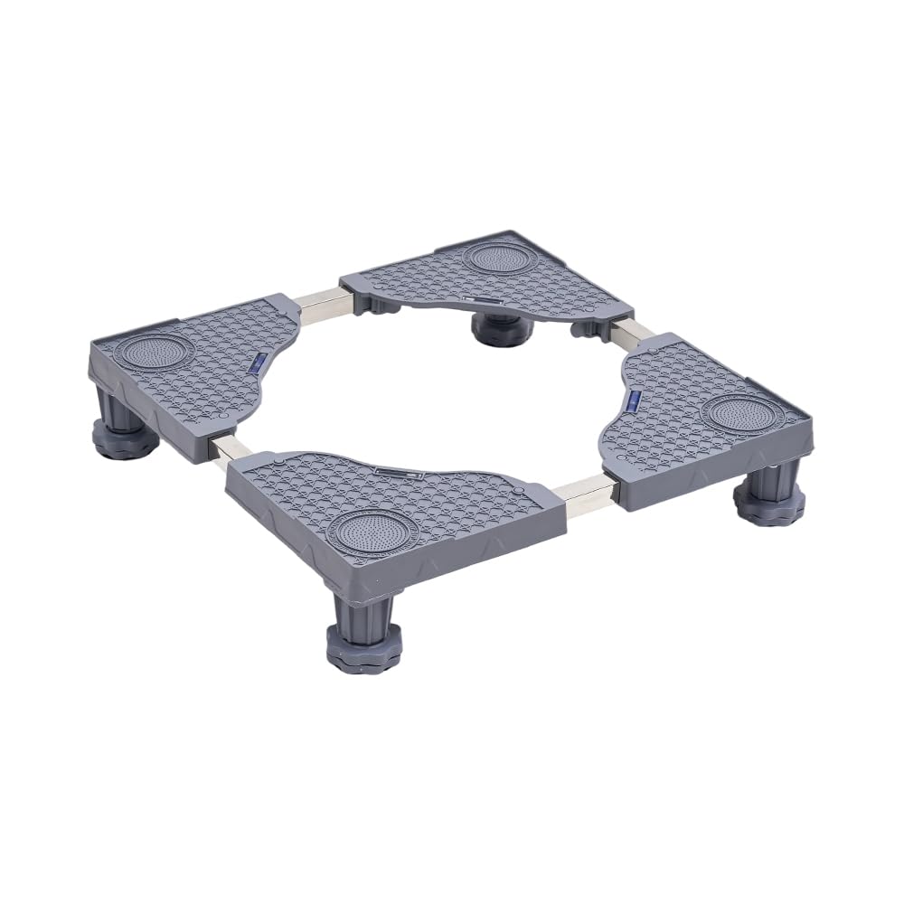 DecorTwist Washing Machine Stand with Wheels | Adjustable Fridge Stand Double Door | Anti Vibration Trolley for 6kg 7kg 8kg 10kg Machines | Heavy Duty Movable Cooler Stand | Lockable Wheels