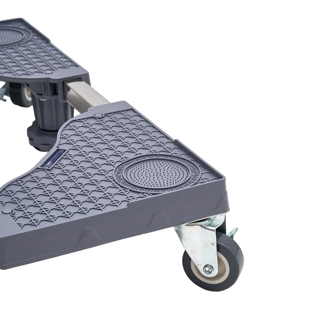 DecorTwist Washing Machine Stand with Wheels | Adjustable Fridge Stand Double Door | Anti Vibration Trolley for 6kg 7kg 8kg 10kg Machines | Heavy Duty Movable Cooler Stand | Lockable Wheels