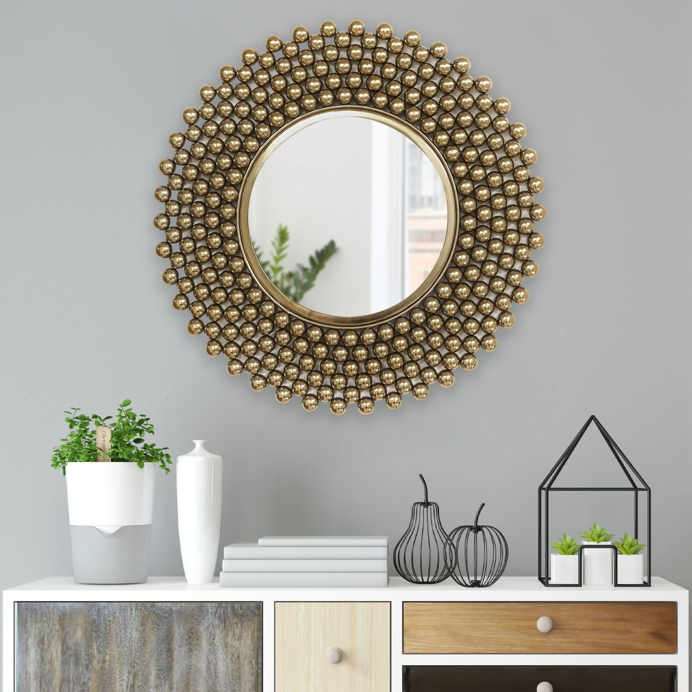 Sapient Bubble Design Decorative Wall Mirror- Gold