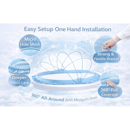 DecorTwist® Baby Mosquito Net Bottomless, Travel-Friendly, Foldable & Washable Safe Sleep Protection for Infants (0–24 Months) & Toddlers | 135×65×65 cm