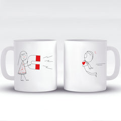 Love Magnet Design Couple Mug For Birthday, Wedding, Anniversary