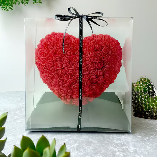 Heart-Shaped Rose Foam Flower Gift | Valentine's Day, Wedding, Anniversary, Christmas Decor | Romantic Love Simulation Flower for Girlfriend & Home Decoration (Red)