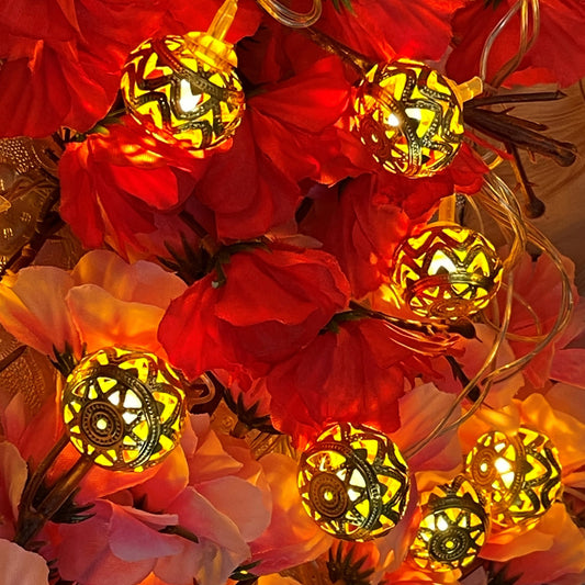 DecorTwist LED Matel Rice Light for Home and Office Decor| Indoor & Outdoor Decorative Lights|Diwali |Wedding | Diwali | Wedding | 3.18 MTR (Metal-Golden NewBall)