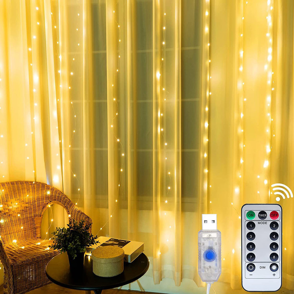 DecorTwist USB Fountain Rice Light for Wall Decor| Home Decoration| Diwali Item| Christmas Item| Indoor & Outdoor Decoration Item| | Festival Item | 3.05 Mtr Length