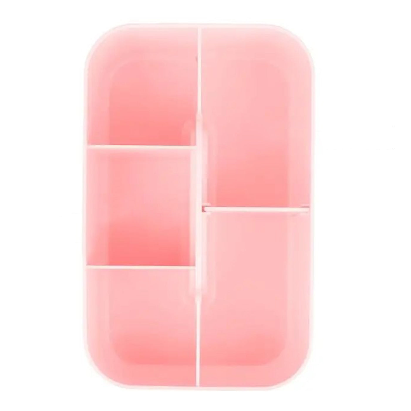 Multi-functional Plastic Desk and Bathroom Organizer 5 Compartments for Cosmetics, Pens, Pencils, and Toothpaste (Pink)