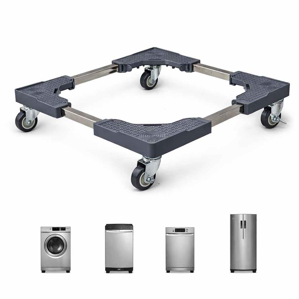 Universal Adjustable Appliance Stand – Heavy-Duty Base with 8 Lockable Wheels & 4 Legs, Load Capacity 120 kg (GRAY) (Size- 4 feet)