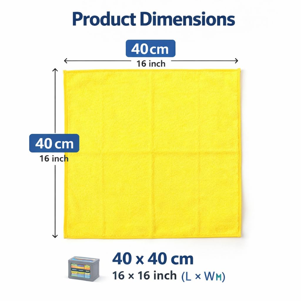 DecorTwist Multipurpose Cloth Organizer Storage Box | Heavy Duty Fabric Up to 280 GSM | Kitchen Cleaning Cloth | Car Bike Bus Vehicle Wiping Use  (280 GSM, 40*40 CM)