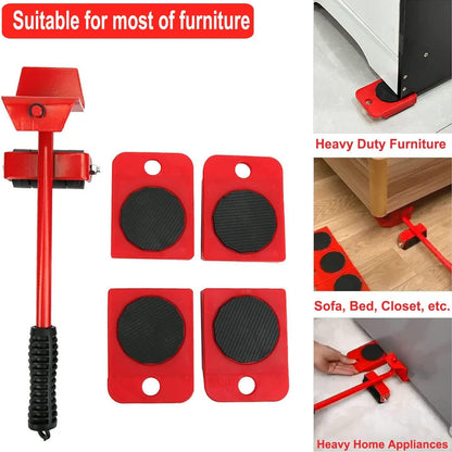 Furniture Lifter & Mover Tool Set with 360° Wheel Pads – Heavy Duty Home Shifting Tool for Sofa, Bed, Fridge & Washing Machine