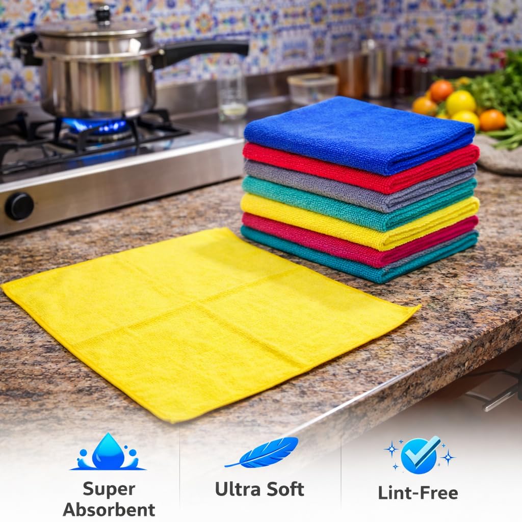DecorTwist Multipurpose Cloth Organizer Storage Box | Heavy Duty Fabric Up to 280 GSM | Kitchen Cleaning Cloth | Car Bike Bus Vehicle Wiping Use  (280 GSM, 40*40 CM)