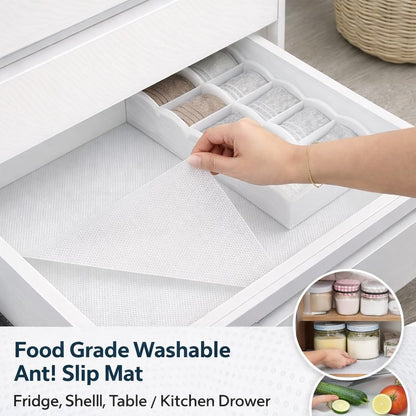DecorTwist Pre Cut Kitchen Cabinet Mat Set of 4 (50x30 cm) Waterproof Anti Slip Shelf Drawer Liner for Modular Kitchen Fridge Wardrobe Cupboard Storage Protector EVA Ready to Use Reusable White Mats