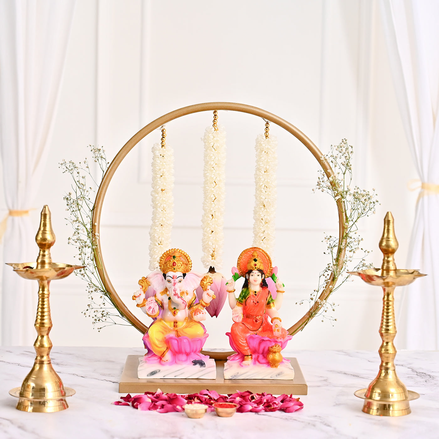 Circular Backdrop Stand for Pooja setup, Ring ceremony, Baby Shower, Diwali , Ganpati , Laxmi Pooja