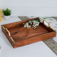 Handcrafted Rectangular Wooden Tray, Ideal for Breakfast, Tea, Coffee, Snacks - Multipurpose