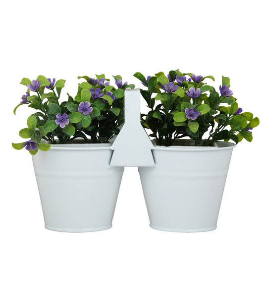 White Metal Table top Bucket, Planter