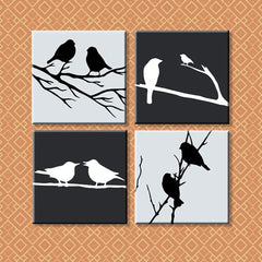 Feathered Harmony: A Four-Panel Wall Art