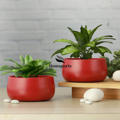 Elegant Red Handi Resilient Metal Plant Pots Set of 2