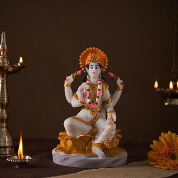 Marble Dust Goddess Laxmi | Mata Lakshmi Idol