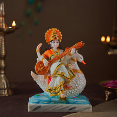 Marble Dust Goddess Saraswati Idol