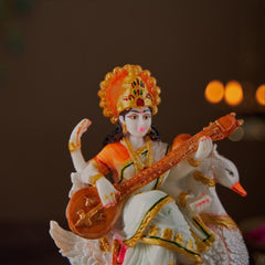Vastu Shubharambh -Mata Saraswati Goddess of Knowledge marble dust idol For Office , Study, Home, Vastu Remedy