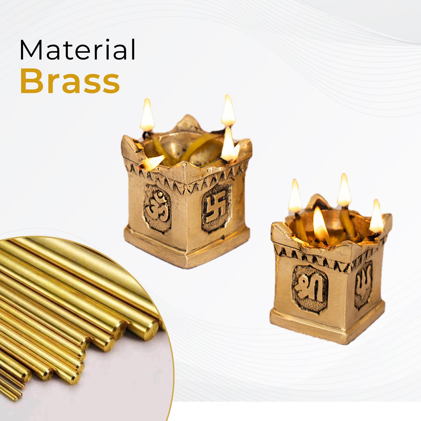 Brass Handcrafted Tulsi Diya Set Of 2 With Gift Box