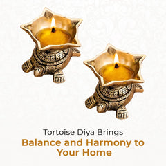 Brass Tortoise Panchmukhi Diya Set of 2 With Gift Box