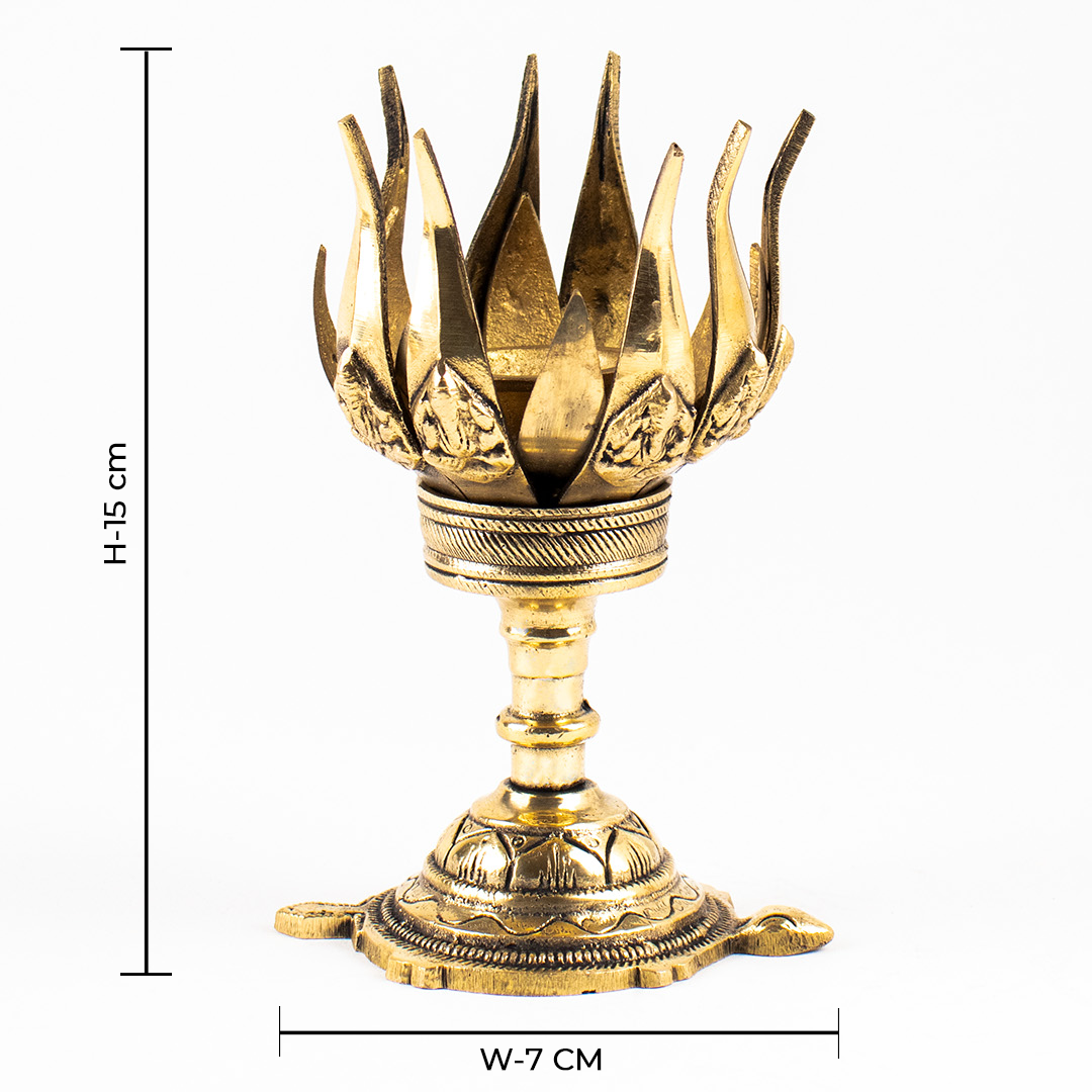 Antique Brass Blooming Lotus Shaped Incense Burner