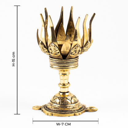 Antique Brass Blooming Lotus Shaped Incense Burner