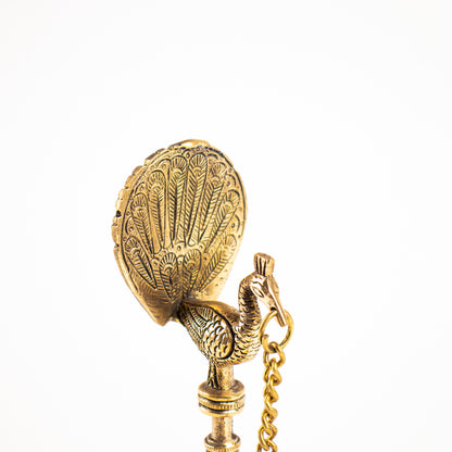 Brass Peacock Pedestal Panchmukhi Hanging Diya (1 Piece)