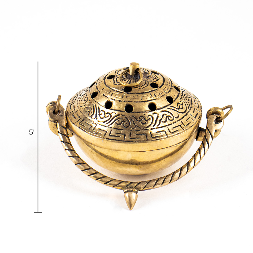 Brass Small Dhoop Dani With Gift Box And Dhoop