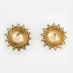 Brass Tapas Diya With Decorative Base Set of 2 With Gift Box