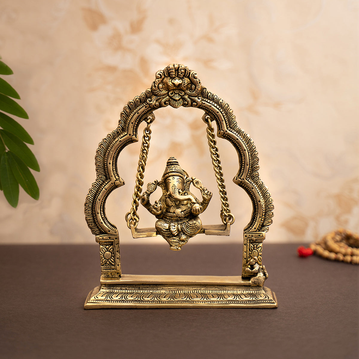 Brass Superfine Ganesha On Swing/Jhula Idol