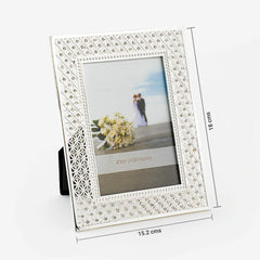 Crystal Studded Silver Plated Photo Frame