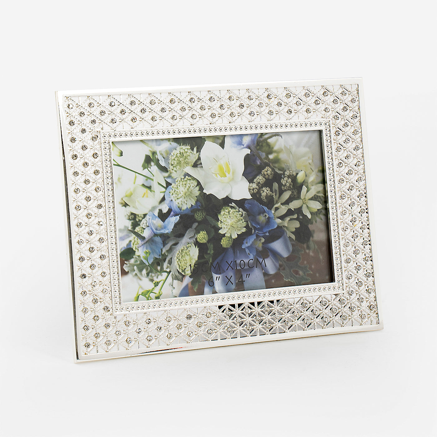 Crystal Studded Silver Plated Photo Frame