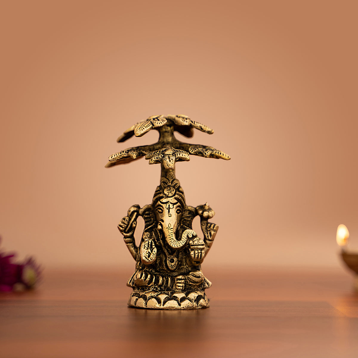 Brass Handcrafted Ganesh Ji on Tree Idol/Statue