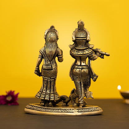Brass Handcrafted Radha Krishna Idol/Statue With Flute