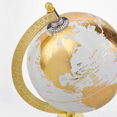 White and Gold Globe on Brass Stand