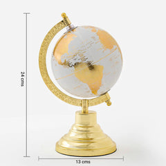 White and Gold Globe on Brass Stand