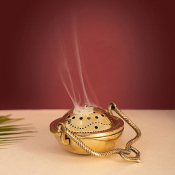 Brass Dhoop Dani & Incense Burner with Handle