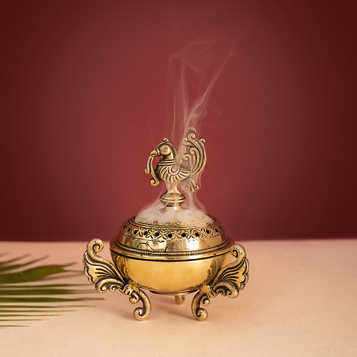 Brass Dhoopdani Incense Burner with Peacock for Pooja Room and Temples