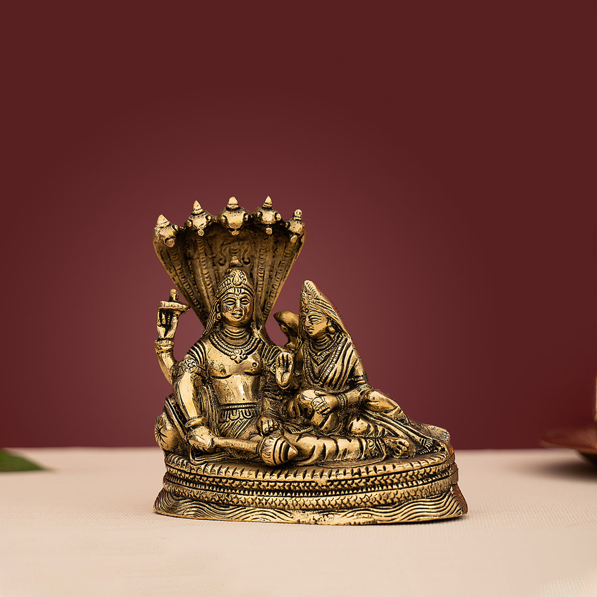 Brass Vishnu Lakshmi On Sheshnag Idol/Statue
