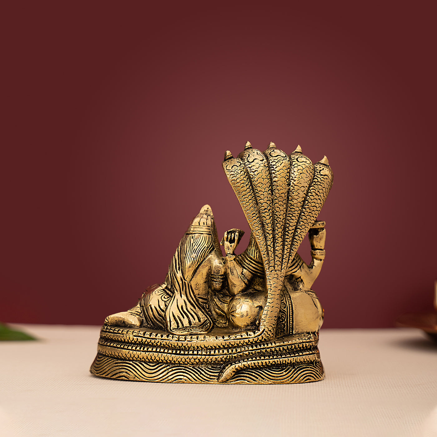 Brass Vishnu Lakshmi On Sheshnag Idol/Statue