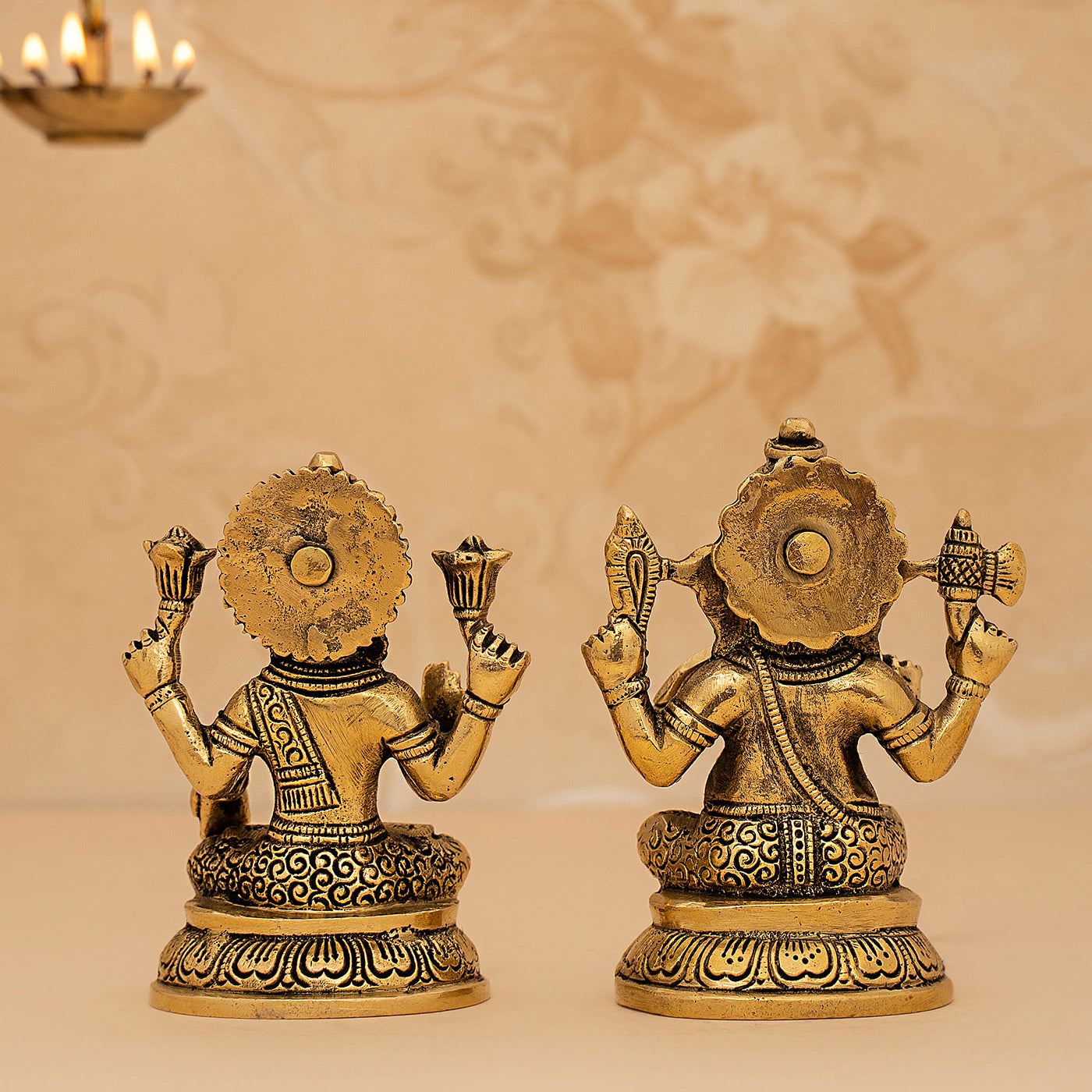 Brass Superfine Ganesh And Lakshmi Idol Set