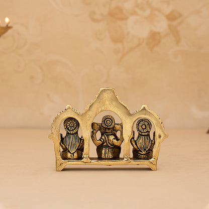 Brass Laxmi Ganesh Saraswati Sitting Idol/Statue