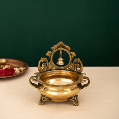 Premium Decorative Brass Urli Bowl with Bell