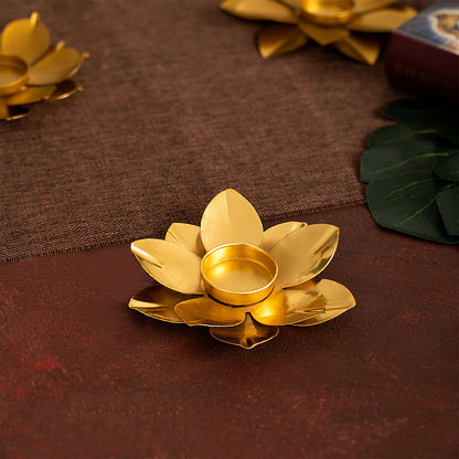 Lotus Shaped Diya Metal Tea Light Holder